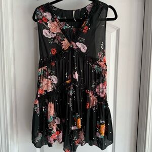Free People Floral Tunic Blouse